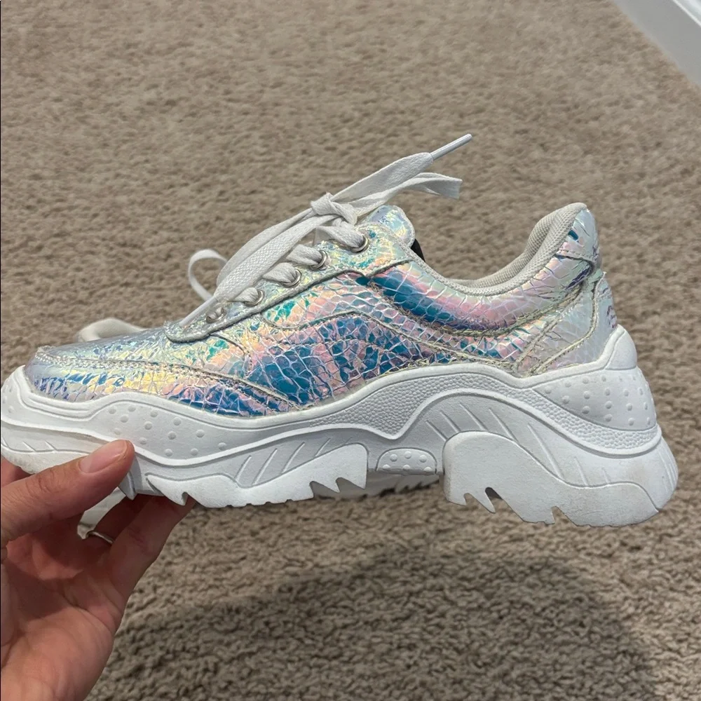 Holographic Iridescent Platform Sneakers